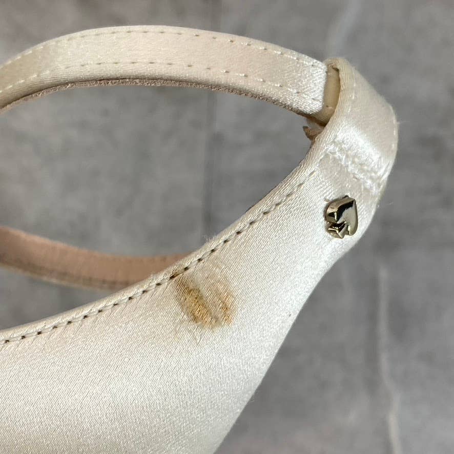 KATE SPADE Women's Ivory Satin Bridal Bow Ankle-Strap Stiletto Dress Sandals SZ7