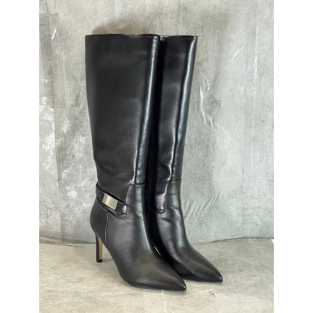 CALVIN KLEIN Women's Black Jeora Pointed-Toe Stiletto Tall Dress Boots SZ 7