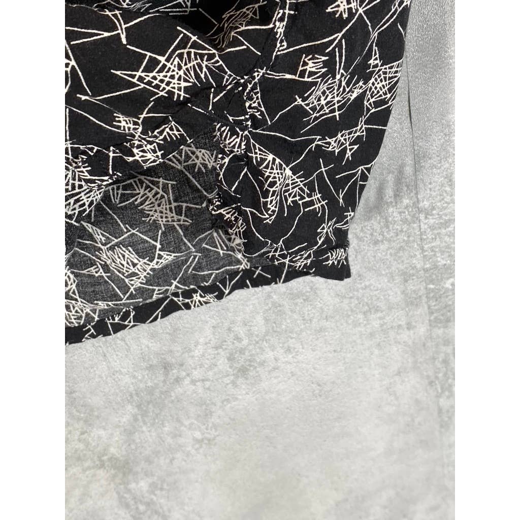 ALLSAINTS Men's Black/White Scribble Short-Sleeve Button-Up Shirt SZ S