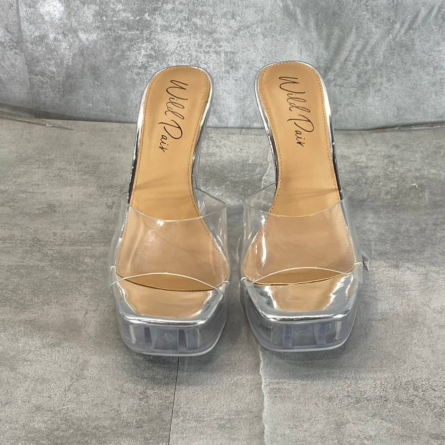 WILD PAIR Women's Clear Vinyl Regeena Square-Toe Platform Slide Dress Sandal SZ6