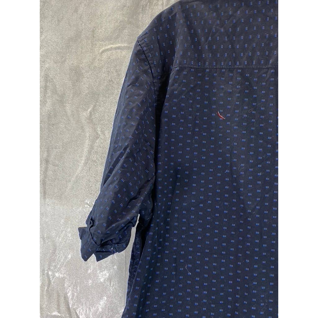 RUGBY UNIVERSITY Men's Navy Printed Button-Up Short-Sleeve Shirt SZ XL
