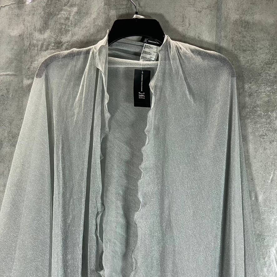 INC INTERNATIONAL CONCEPTS Women's Silver Metallic Ruffle-Edge Evening Wrap
