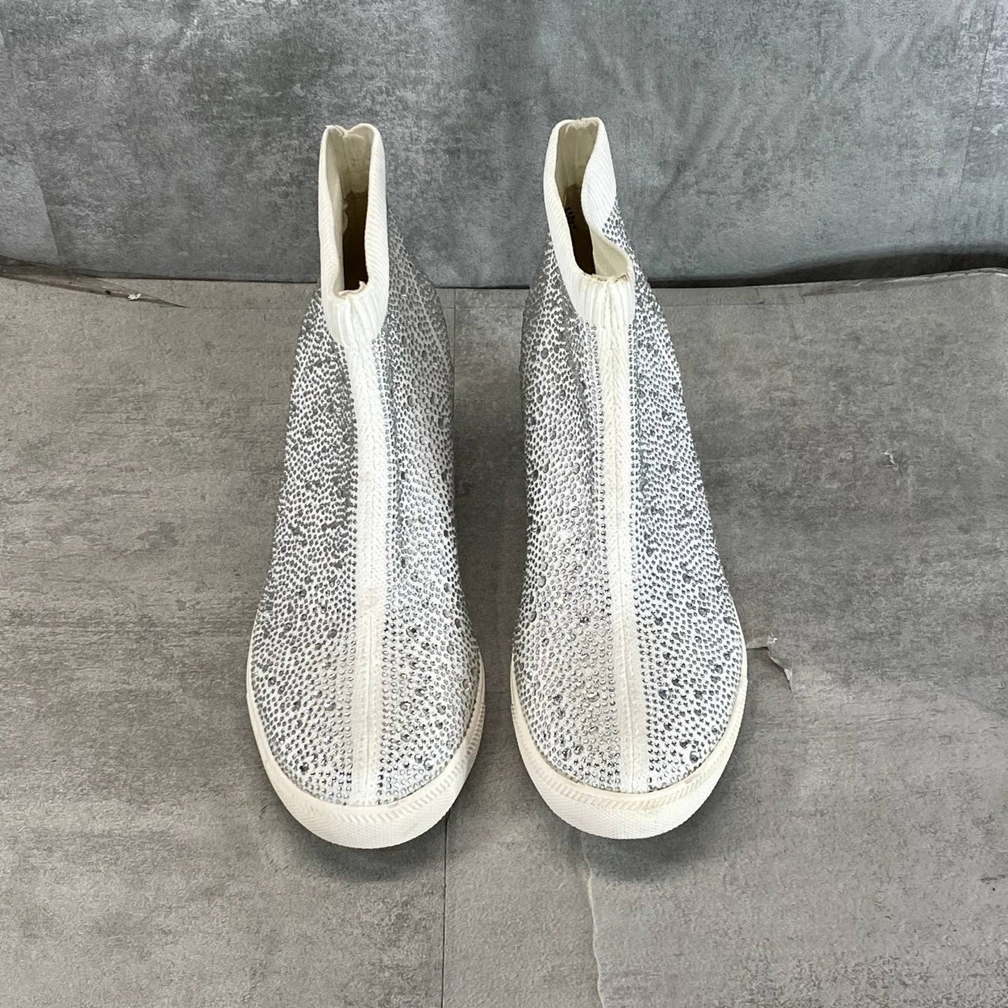 INC INTERNATIONAL Women's White Rhinestone Deena Pull-On Wedge Sneakers SZ 7