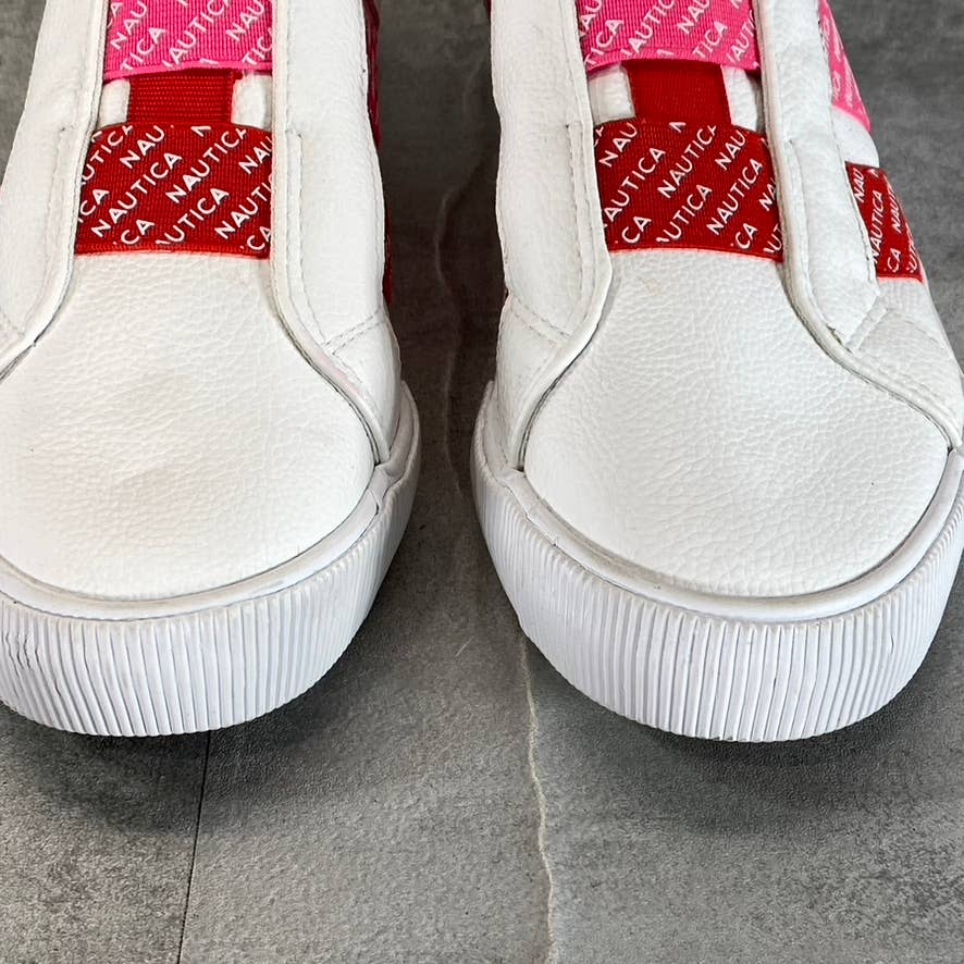 NAUTICA Women's White/Red/Pink Marita Round-Toe Slip-On Sneakers SZ 6