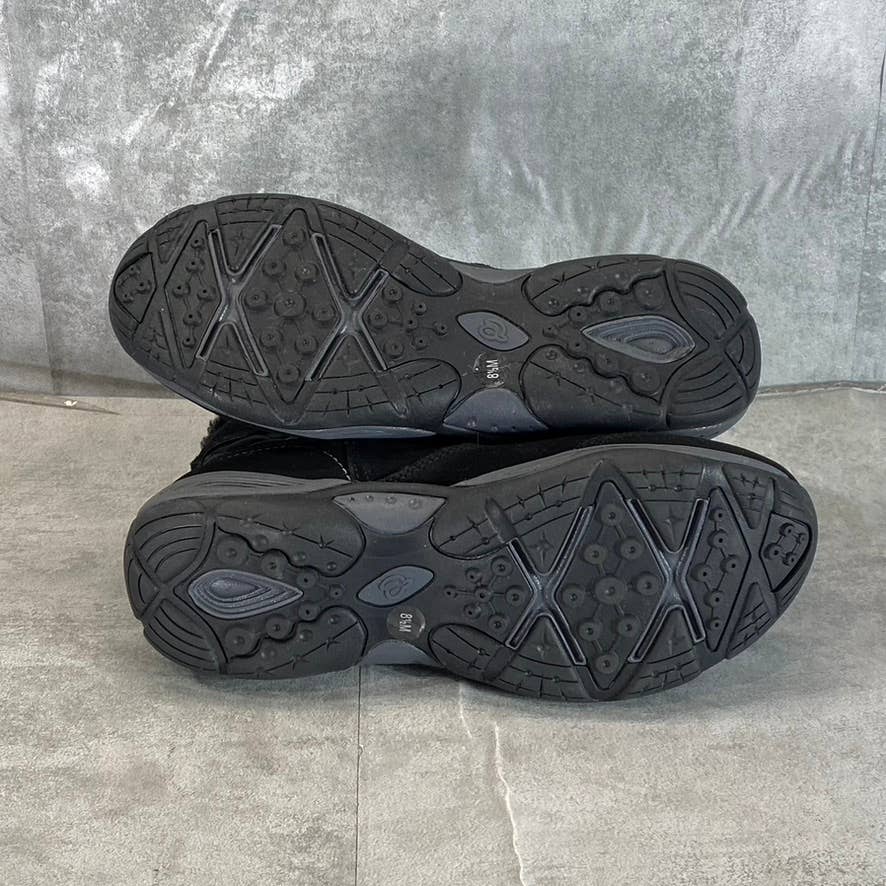 EASY SPIRIT Women's Black Faux-Fur Seelk Round-Toe Side-Zip Ankle Boots SZ 8.5