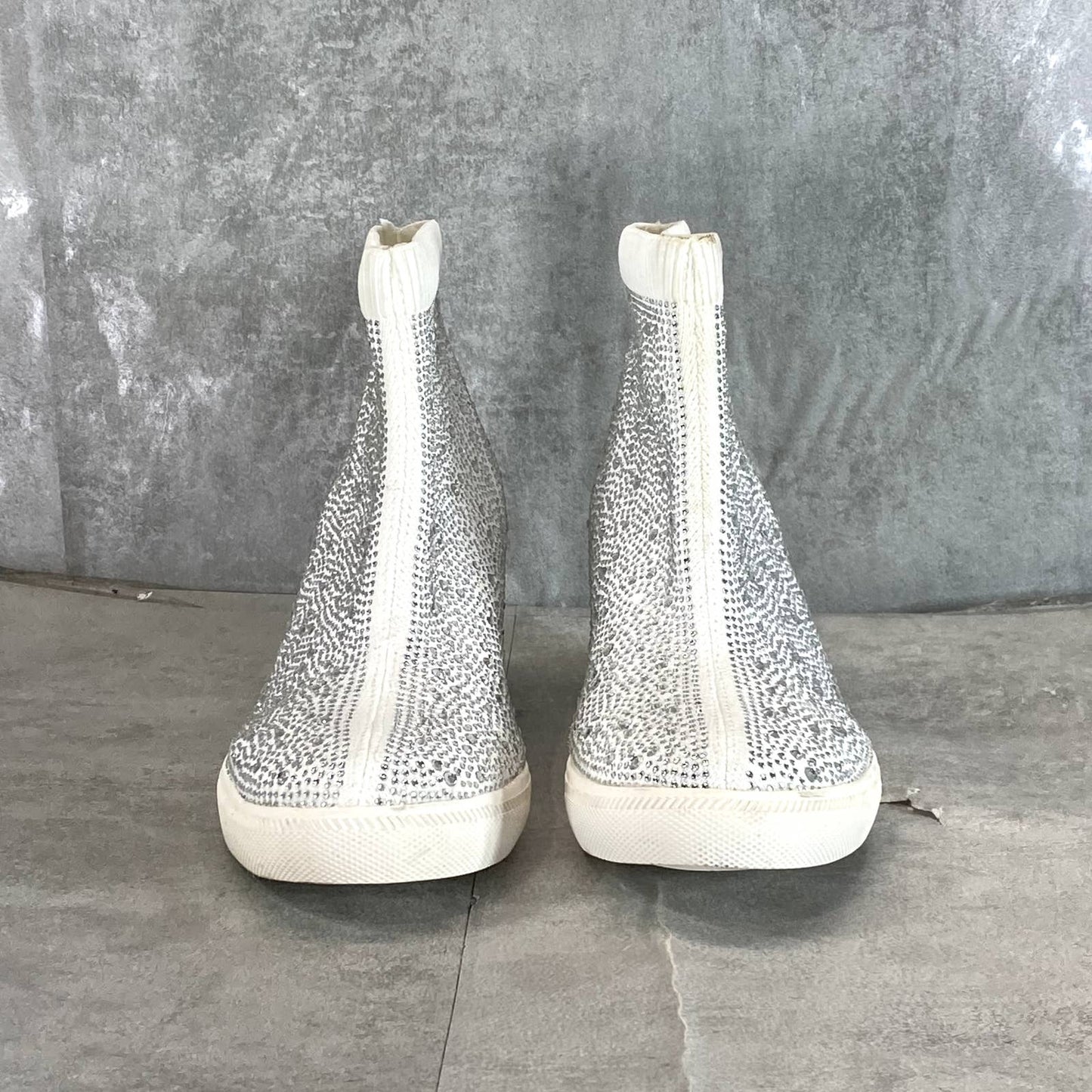 INC INTERNATIONAL Women's White Rhinestone Deena Pull-On Wedge Sneakers SZ 7