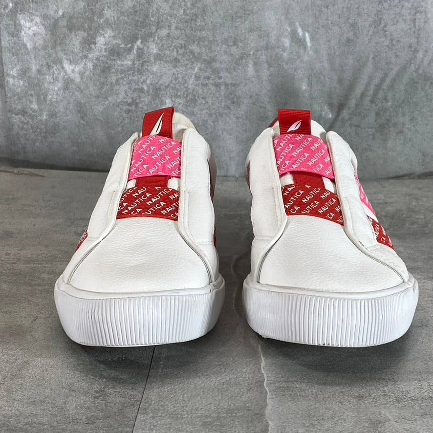 NAUTICA Women's White/Red/Pink Marita Round-Toe Slip-On Sneakers SZ 6