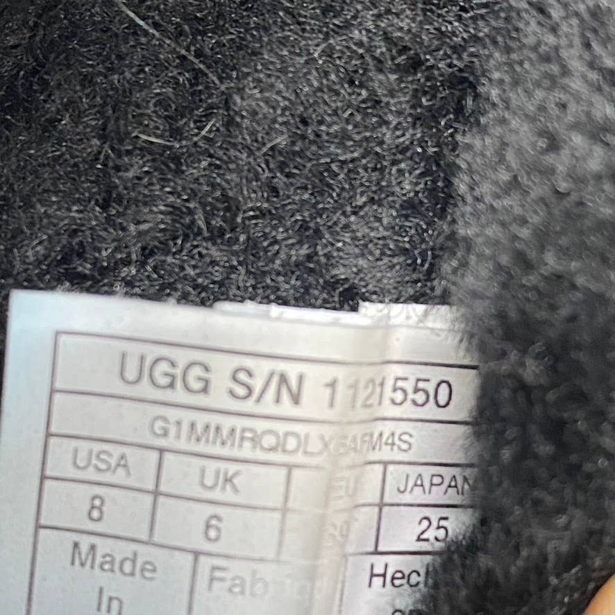 UGG Women's Black Fur Disco Cross Slide Elastic Ankle-Strap Slippers SZ 8