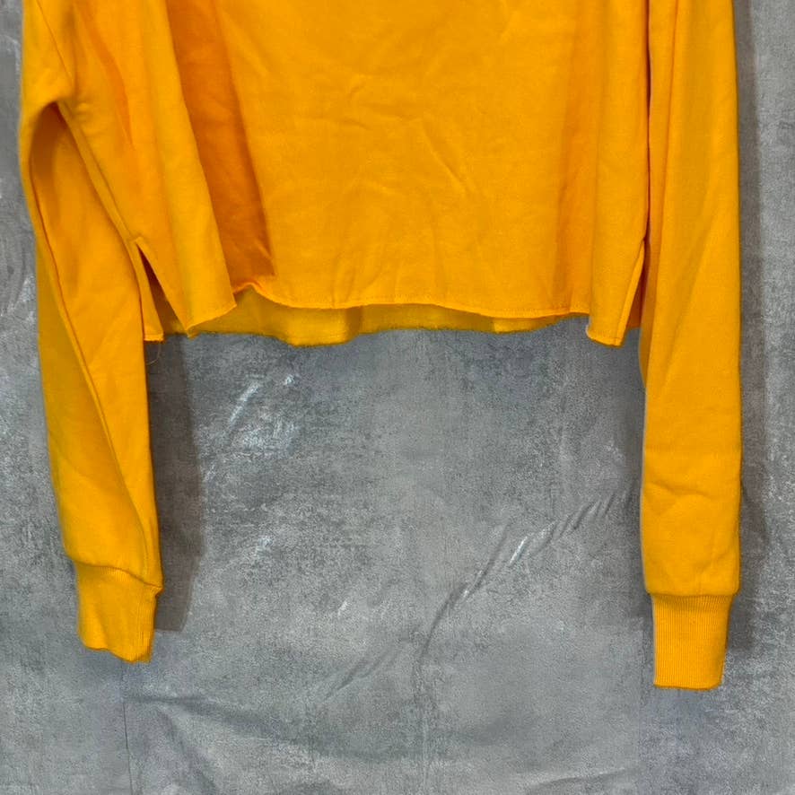 BP. Women's Orange Slice Crewneck Raw Hem Long Sleeve Crop Sweatshirt SZ XL
