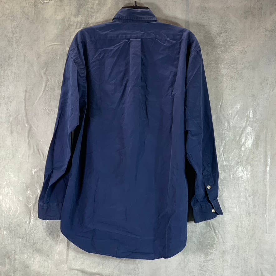 RALPH LAUREN Men's Navy Blake Two-Ply Cotton Button-Up Long-Sleeve Shirt SZ M