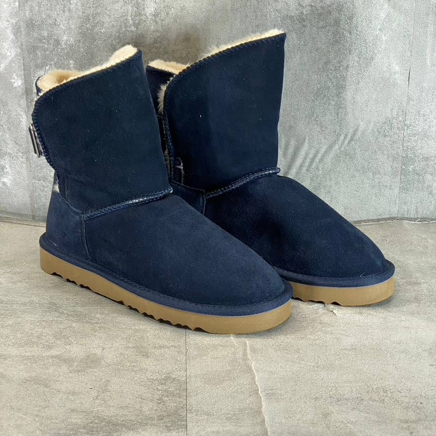 STYLE & CO Women's Navy Teenyy Cold-Weather Faux-Fur Spilt-Shaft Boots SZ 9