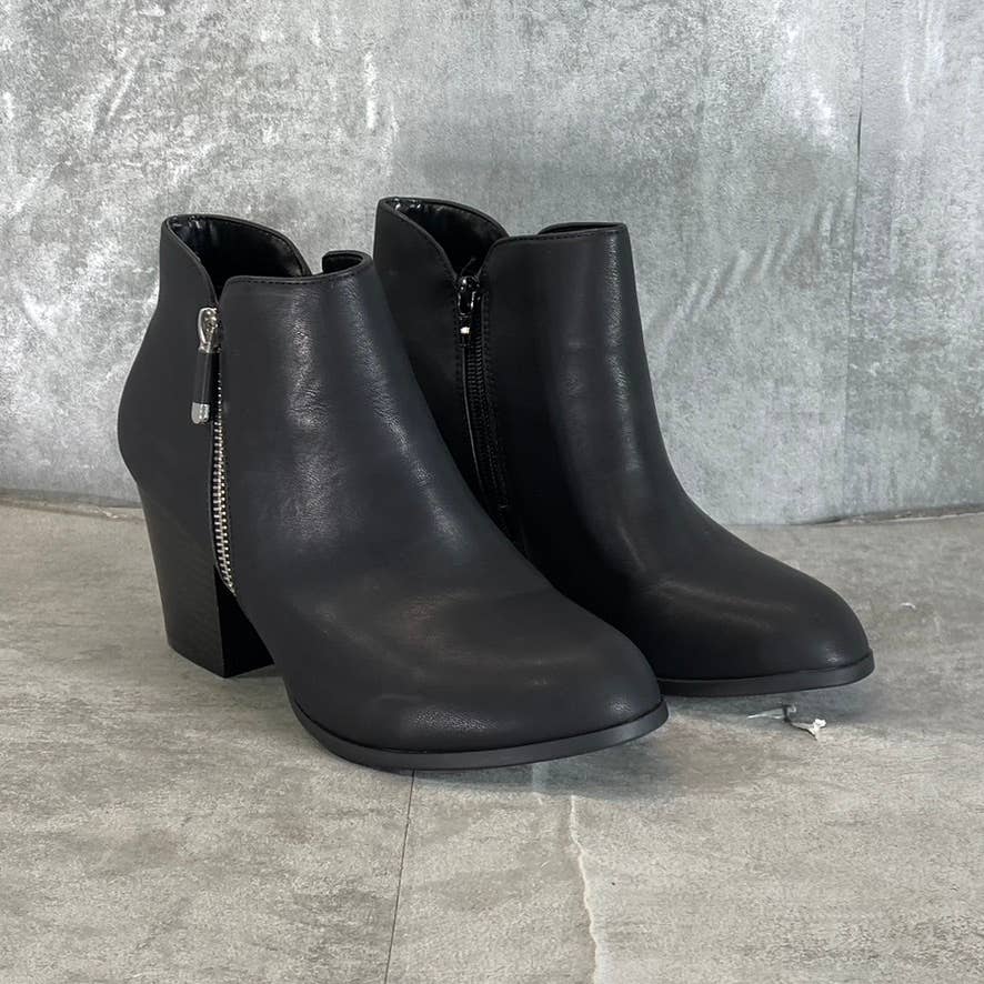 STYLE & CO Women's Wide Black Masrinaa Slip-On Block-Heel Ankle Boots SZ 7W