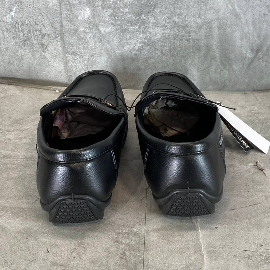 AKADEMIKS Men's Black Faux-Leather Stride Driving Slip-On Loafers SZ 10