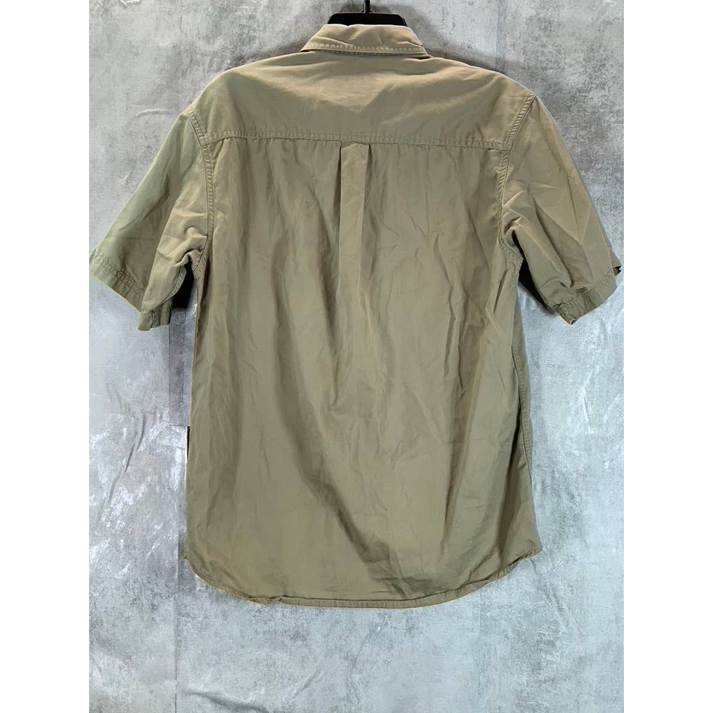 EDDIE BAUER Men's Brown Cotton Short-Sleeve Button-Up Shirt SZ S