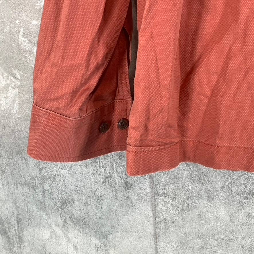 LANDS' END Men's Rust Traditional-Fit Textured Camp Collar Long-Sleeve Shirt SZM
