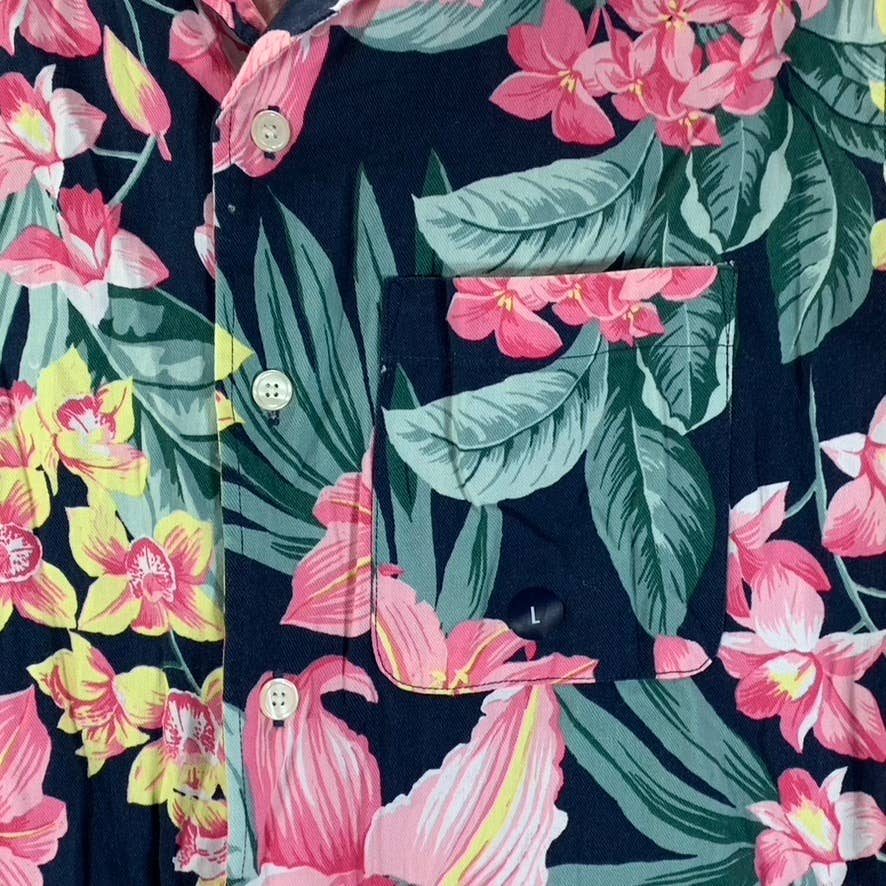 ABERCROMBIE & FITCH Men's Pink/Green Tropical Print Button-Up Shirt SZ L