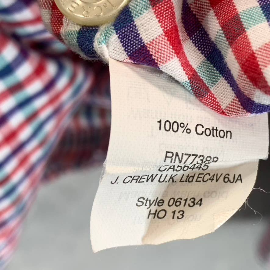 J.CREW Men's Blue/Red Gingham Slim-Fit Lightweight Button-Up Shirt SZ L
