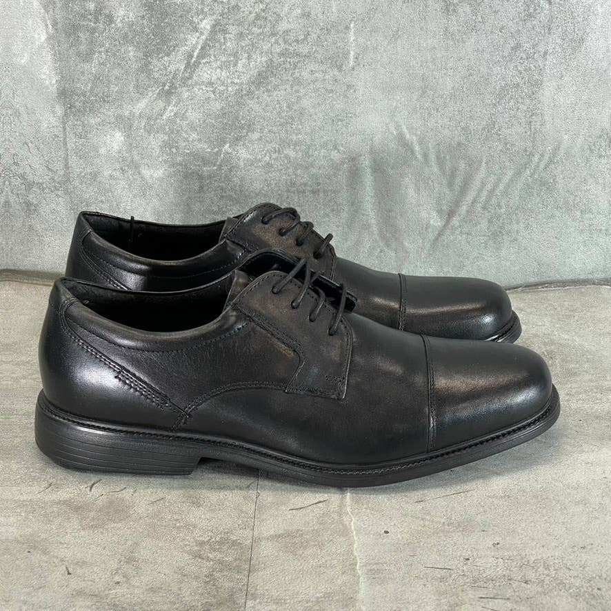 ROCKPORT Men's Black Leather Charles Road Cap-Toe Lace-Up Oxfords SZ 10.5