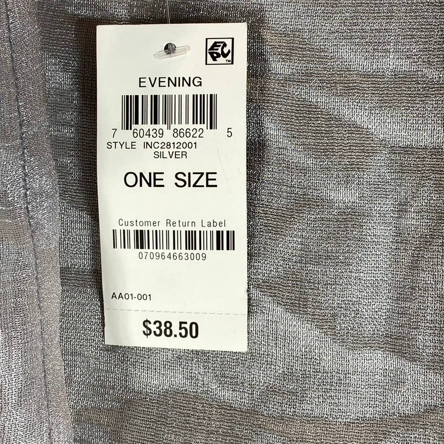 INC INTERNATIONAL CONCEPTS Women's Silver Crescent Scalloped Wrap SZ OS