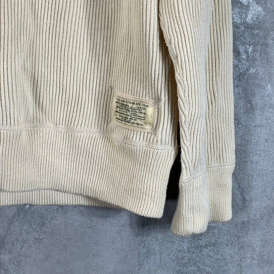 POLO JEANS CO. Men's Vintage Ivory Rib Knit Quarter-Zip Pullover Sweater SZ XL