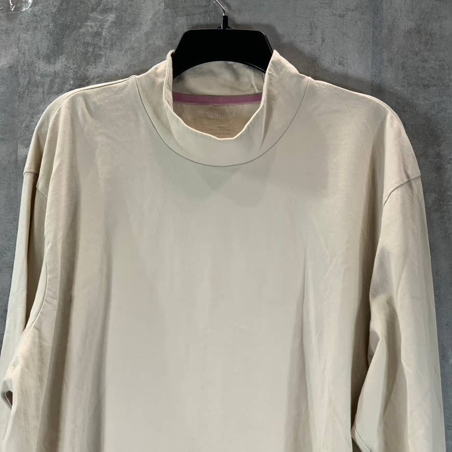 BONOBOS Men's Oat Milk Forever Mock Neck Long-Sleeve T-Shirt SZ XL