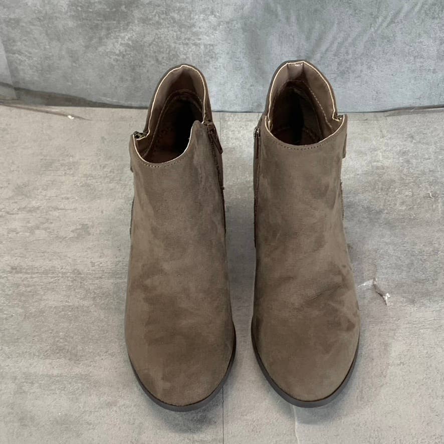 STYLE & CO Women's Wide Grey Micro Masrinaa Block-Heel Ankle Booties SZ 7W