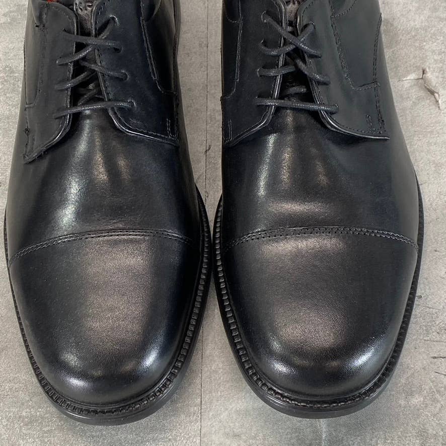 ROCKPORT Men's Black Leather Charles Road Cap-Toe Lace-Up Oxfords SZ 10.5