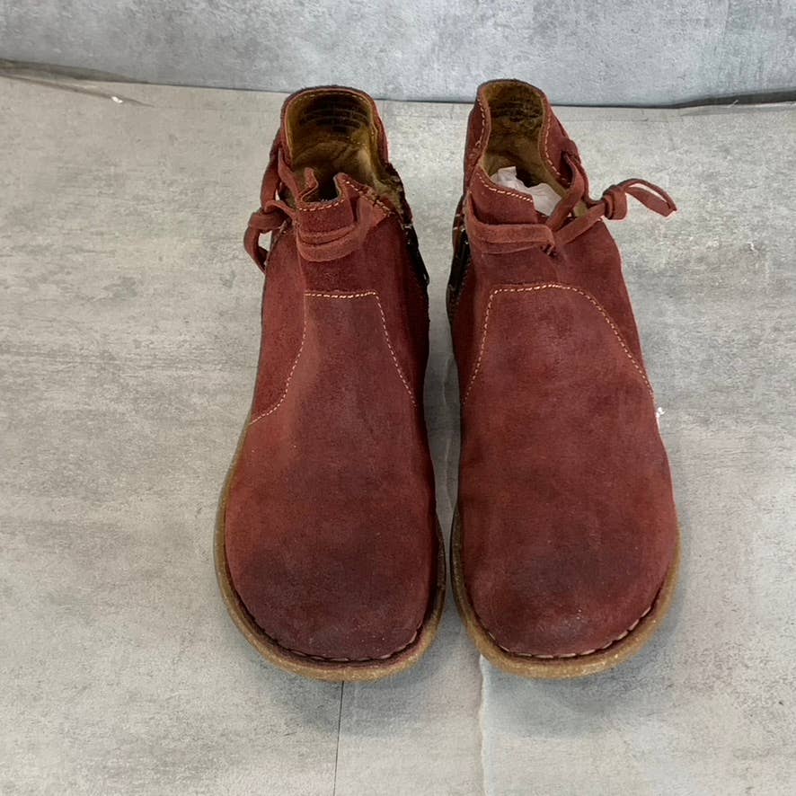 BORN Women's Dark Red Leather Wynter Round-Toe Side-Zip Ankle Boots SZ 7