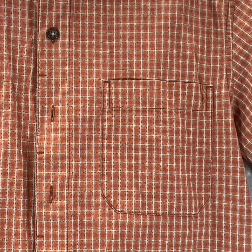 EDDIE BAUER Men's Rust Checkered Button-Up Short-Sleeve Shirt SZ S