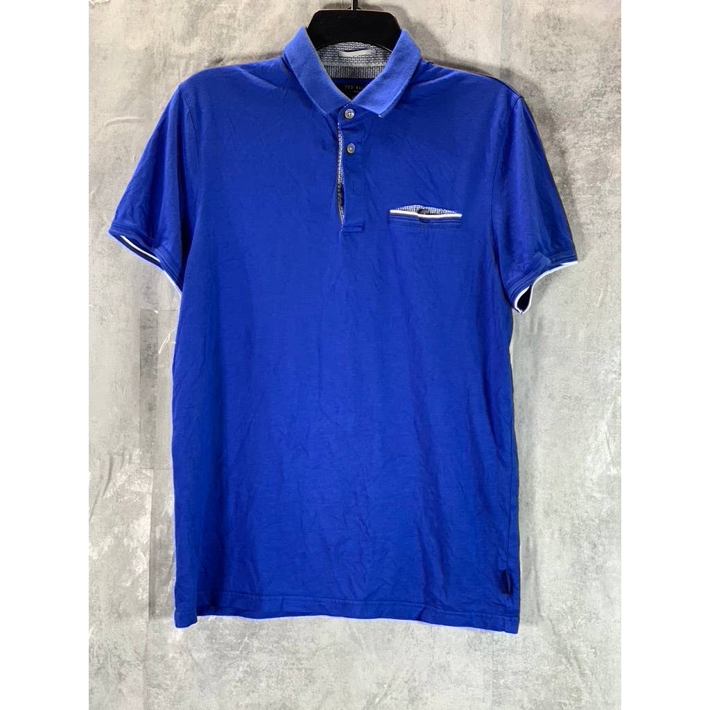 TED BAKER LONDON Men's Dark Blue Short Sleeve Polo Shirt SZ 3
