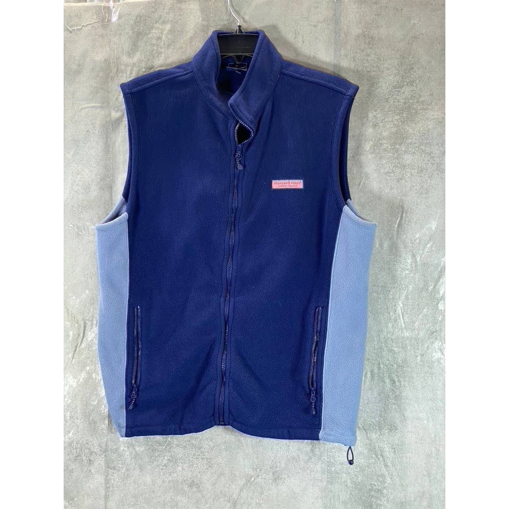 VINEYARD VINES Men's Blue Fleece Shep Full-Zip Vest SZ M