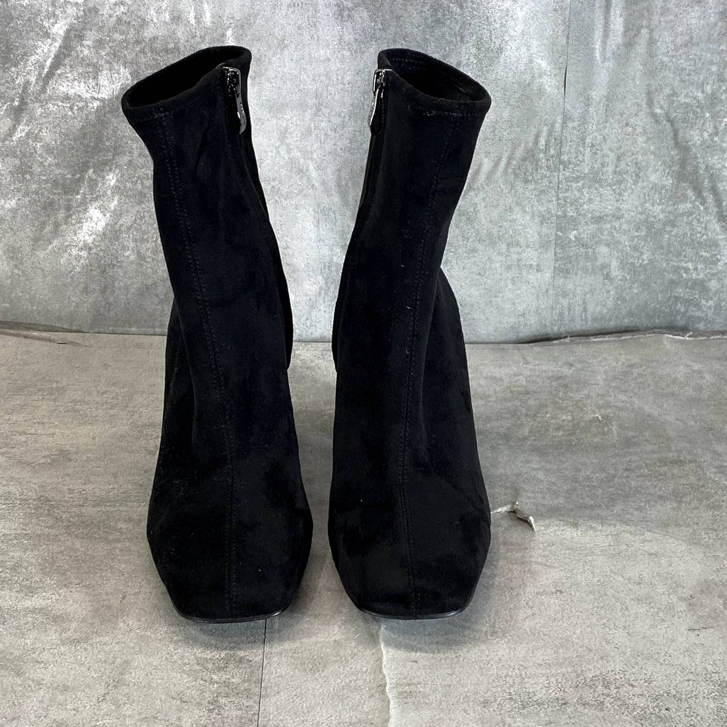 DKNY Women's Black Faux-Suede Cavale Almond-Toe Pull-On Side-Zip Ankle Boots SZ7