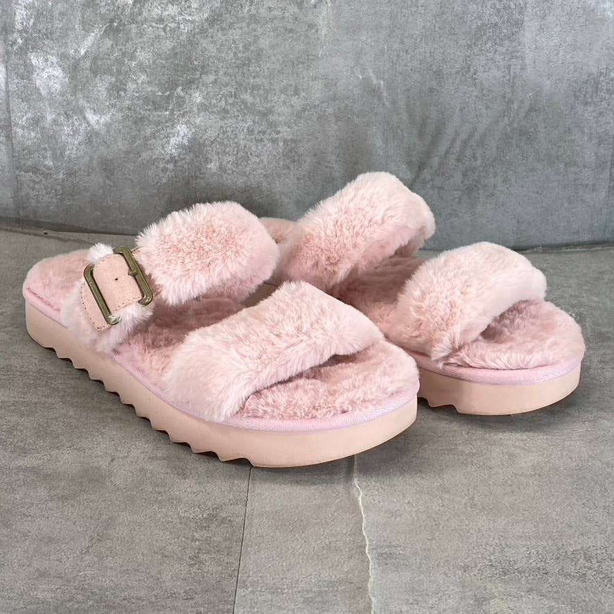 KOOLABURRA By UGG Women's Pale Blush Faux-Fur Furr-Ah Buckle Slide Slippers SZ 8