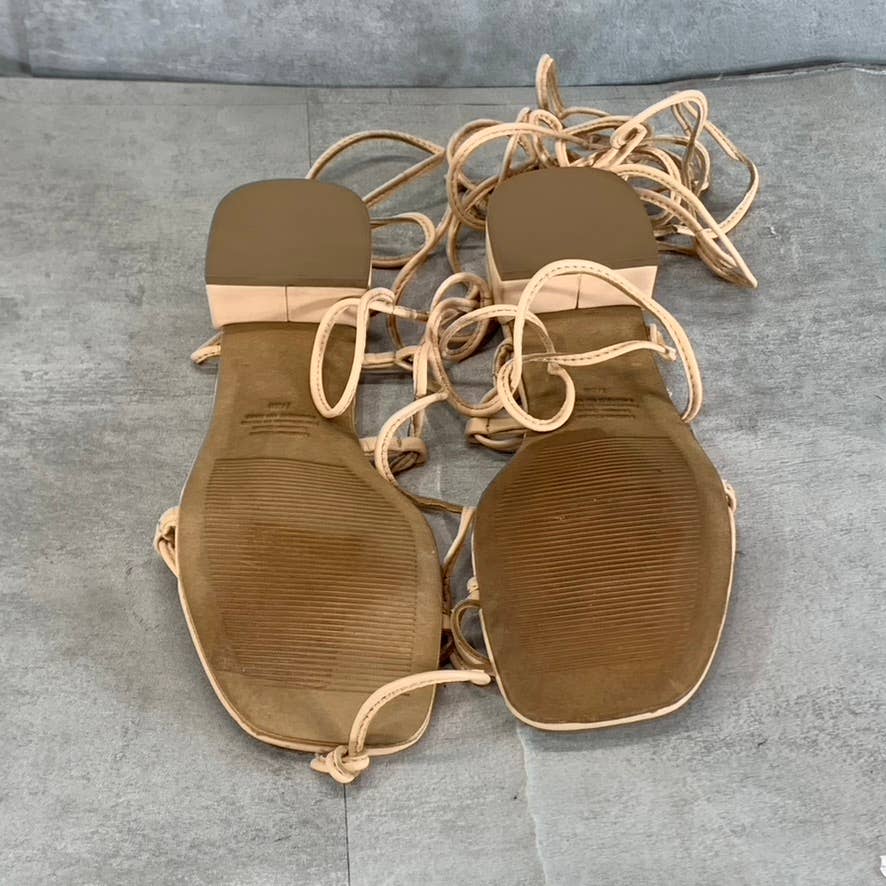 JEFFREY CAMPBELL Women's Blush Leather Agate-2 Square-Toe Block-Heel Sandals SZ7