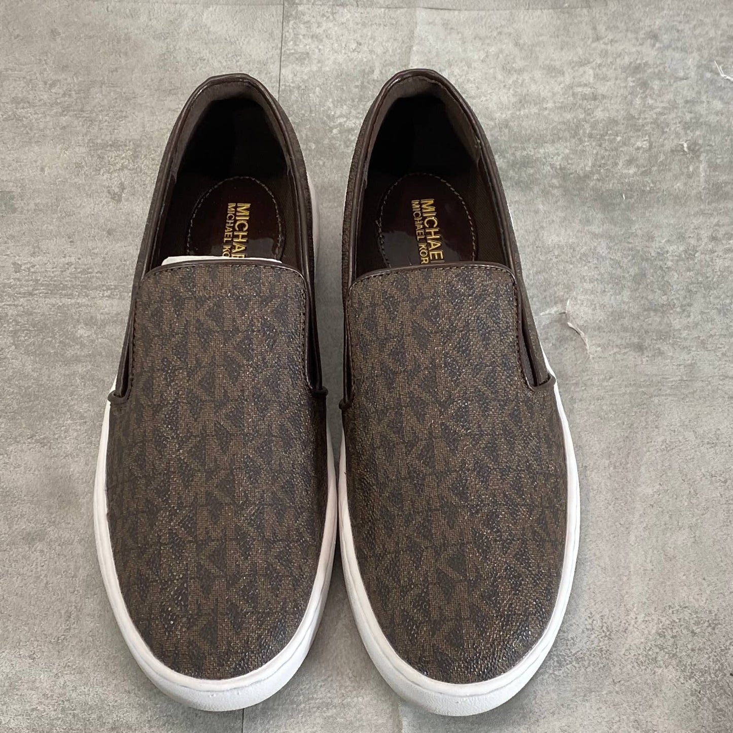 MICHAEL MICHAEL KORS Women's Brown Signature Logo Keaton Slip-On Sneakers SZ 7