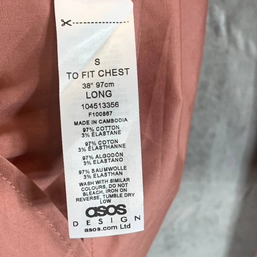 ASOS Men's Long Rust Button-Up Long-Sleeve Shirt SZ S