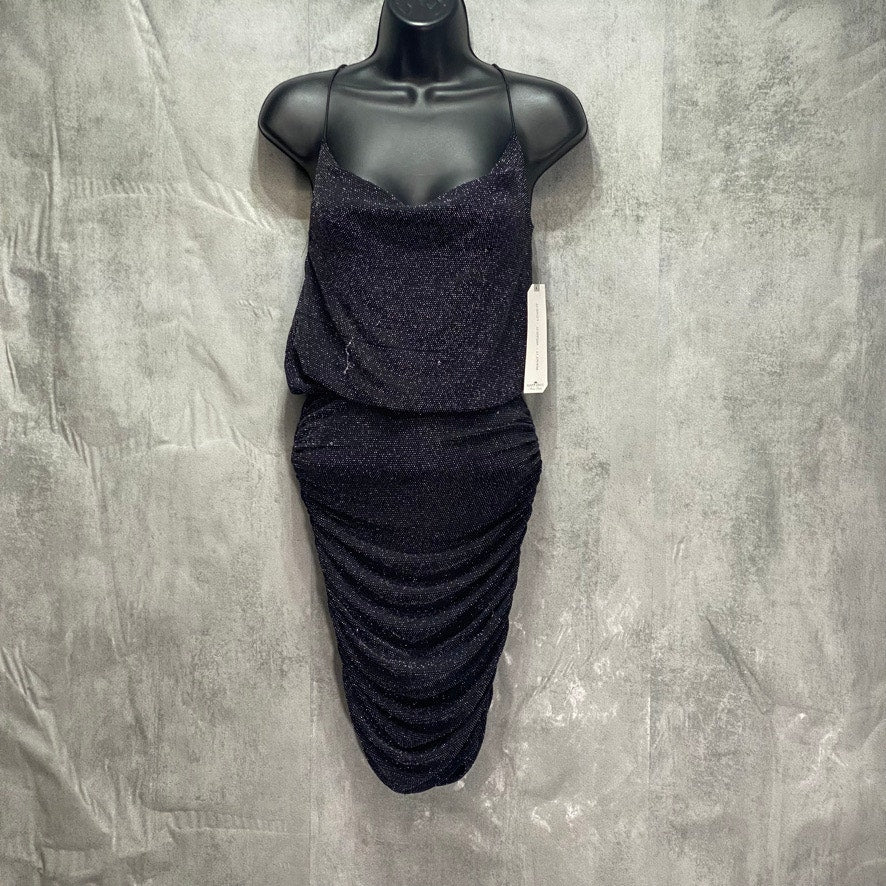 ALMOST FAMOUS Junior's Black Metallic Cowelneck Bodycon Pullover Mini Dress SZ XS (00-1/2)