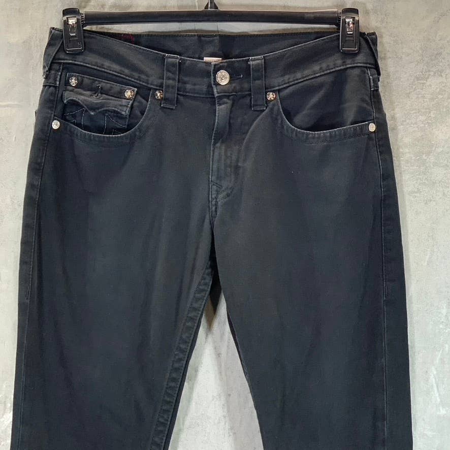 TRUE RELIGION Men's Black Straight-Fit Flap Pockets Cotton Jeans SZ 33X32