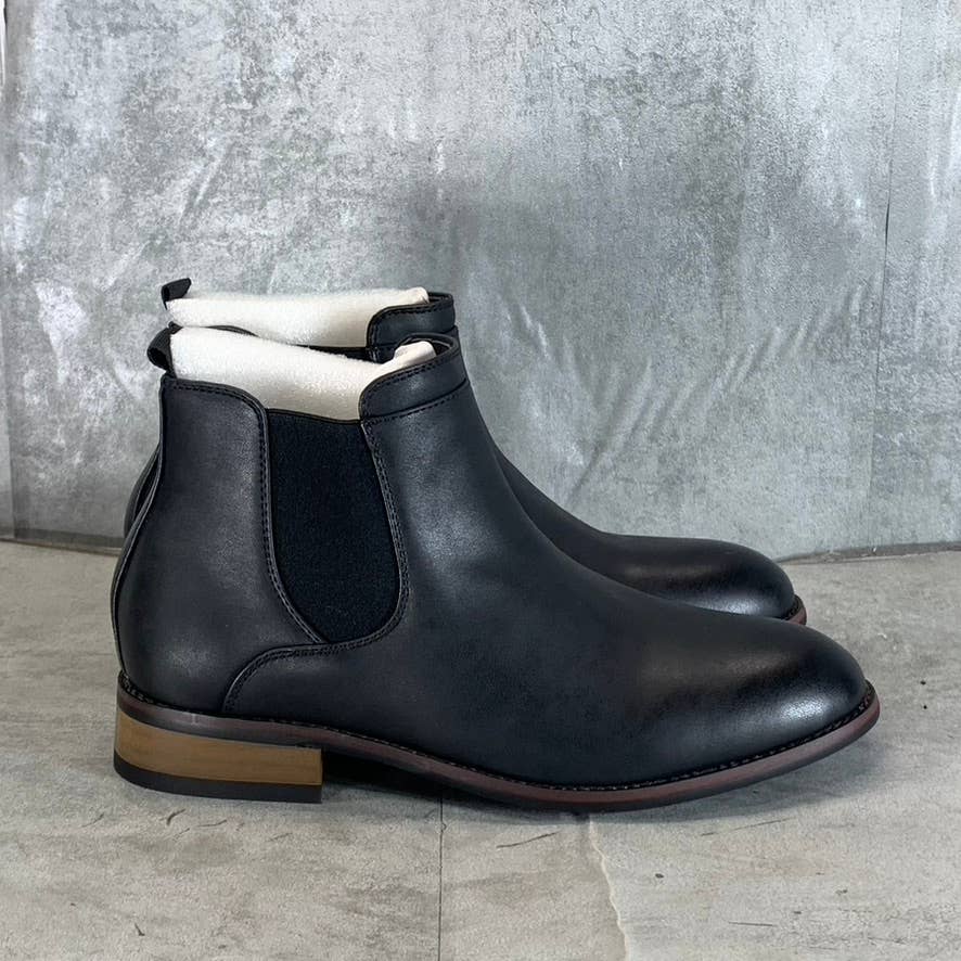 VANCE CO. Men's Black Faux Leather Landon Slip-On Chelsea Dress Boots SZ 8