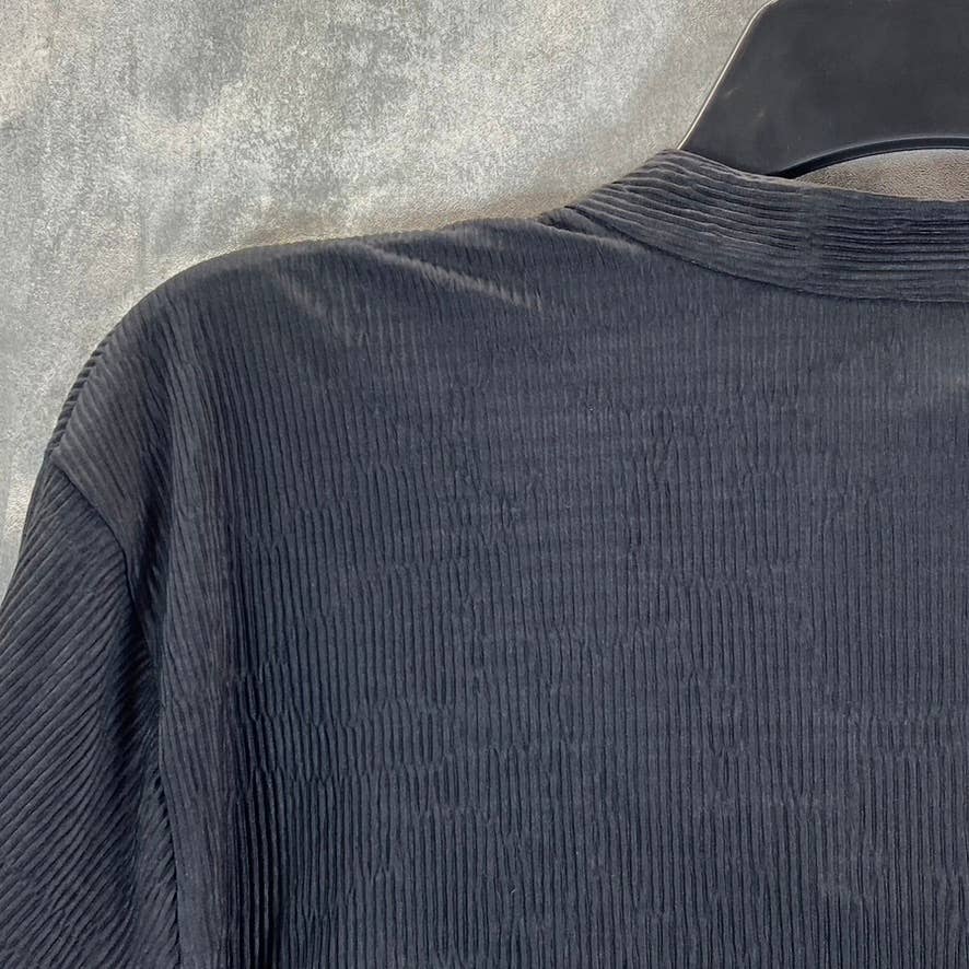 ALFANI Women's Deep Black V-Neck 3/4 Balloon-Sleeve Tunic Top SZ M