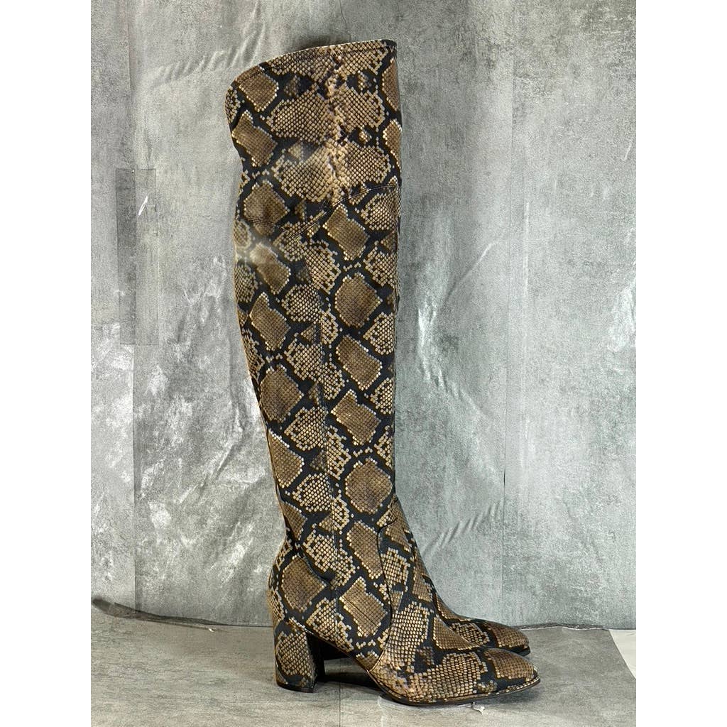MARC FISHER Women's Snake Multi Luley Almond-Toe Over-The-Knee Boots SZ 10