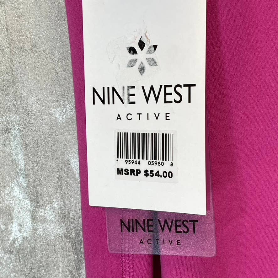 NINE WEST Women's Pink Beauty Crapped Zipper Hem Pull-On Stretch High-Waist Active Leggings SZ L