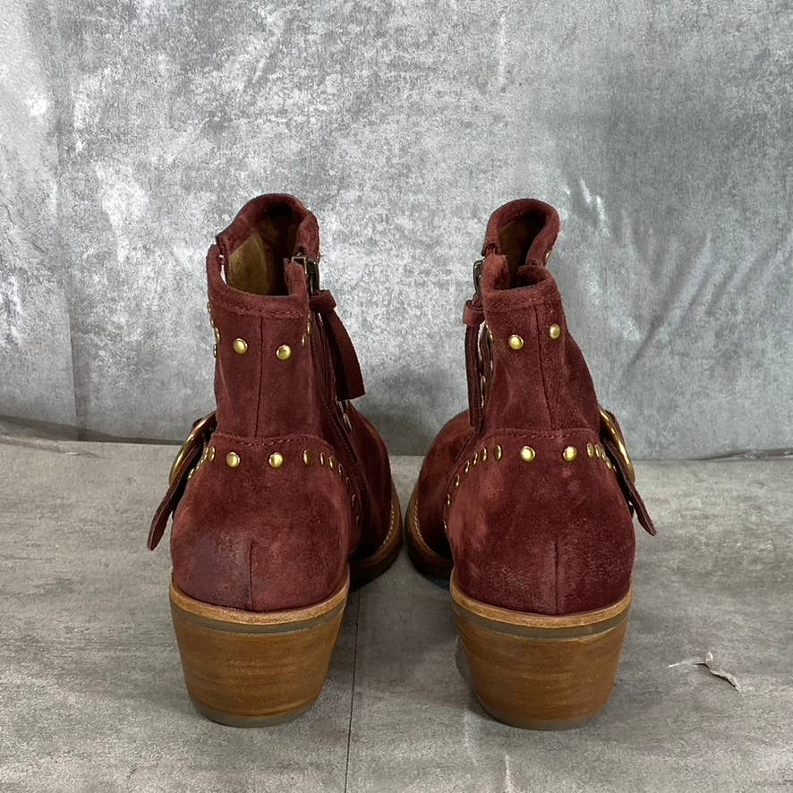SOFFT Women's Rustic Red Allene II Studded Block-Heel Ankle Boots SZ 6.5