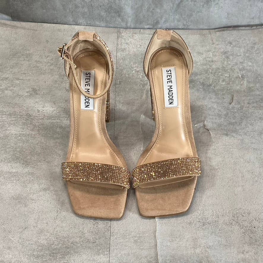 STEVE MADDEN Women's Blush Rhinestone Tiaa Two-Piece Dress Sandals SZ 6