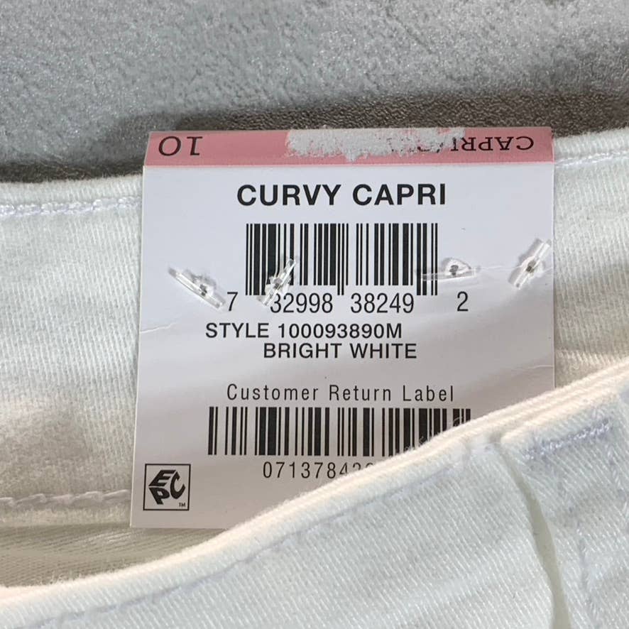 STYLE & CO Women's Bright White Mid-Rise Curvy-Fit Straight-Leg Capri Jeans SZ10