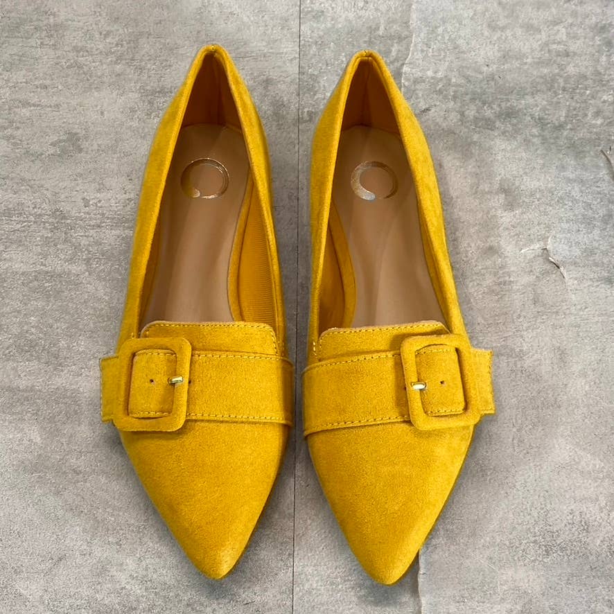 JOURNEE COLLECTION Women's Mustard Buckle Pointed-Toe Slip-On Flats SZ 7