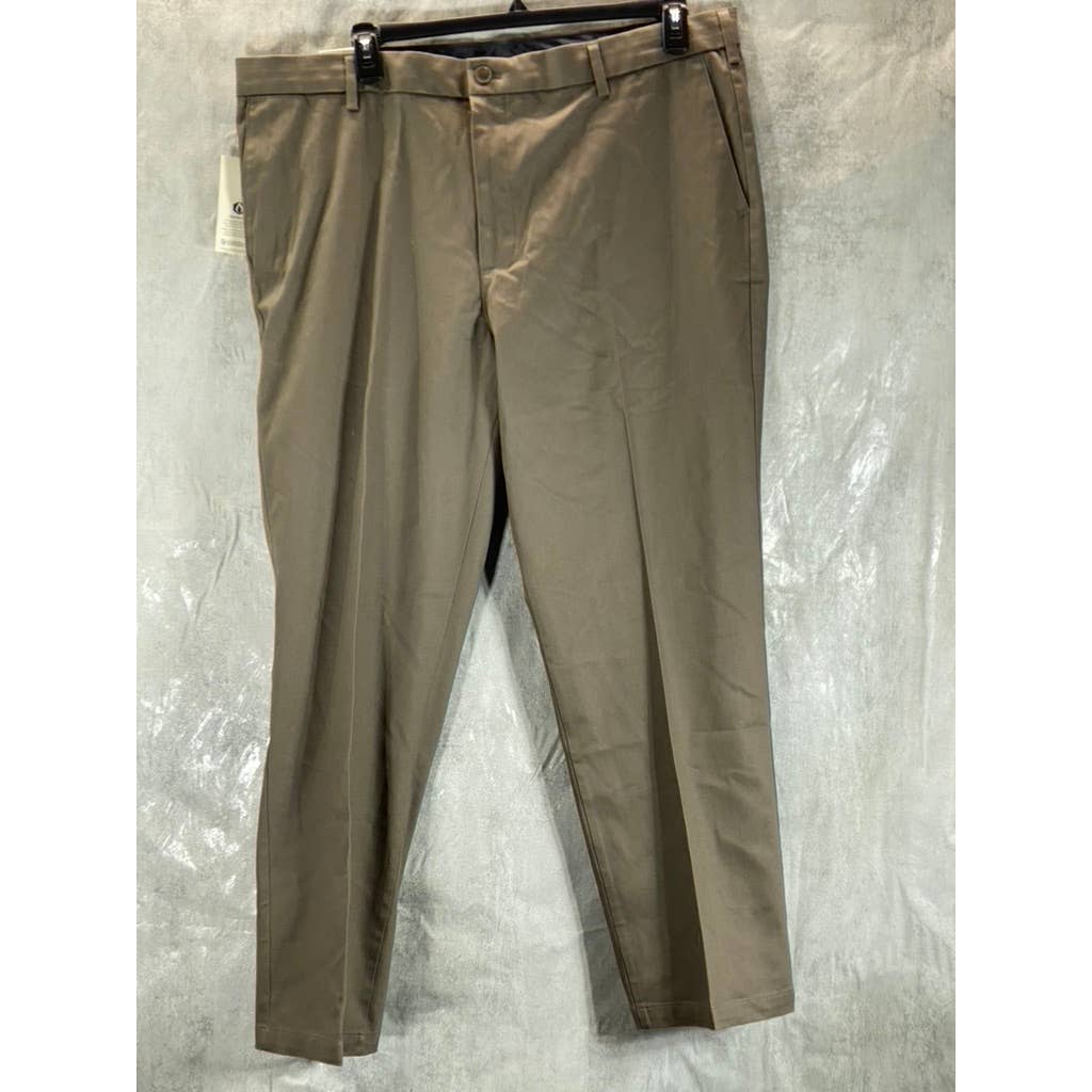 DOCKERS Men's Brown Signature Khaki Classic-Fit Straight Stretch Pants SZ 42X30