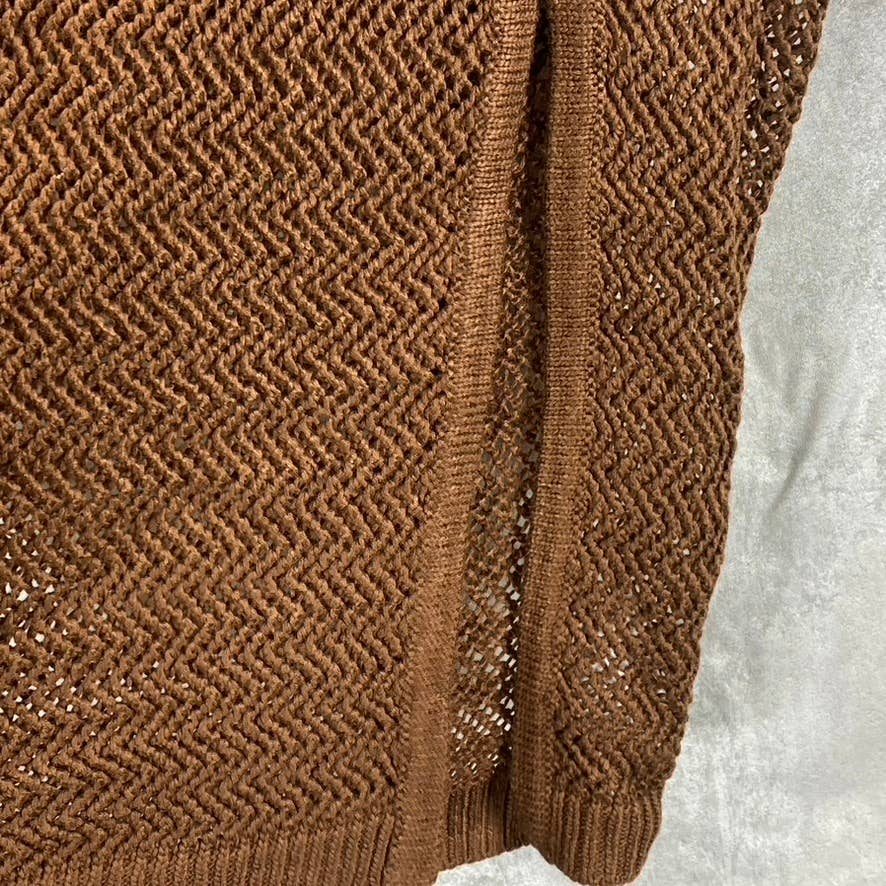 NINA PARKER Women's Plus Chocolate Brown Trendy Crochet Slit-Front Skirt SZ 0X