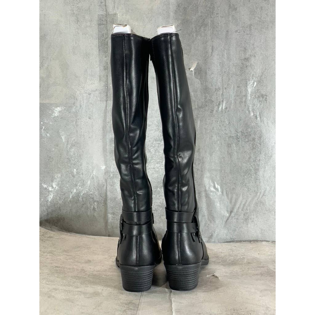 EASY STREET Women's Wide Black Anissa Tall Round-Toe Block-Heel Boots SZ 7.5W