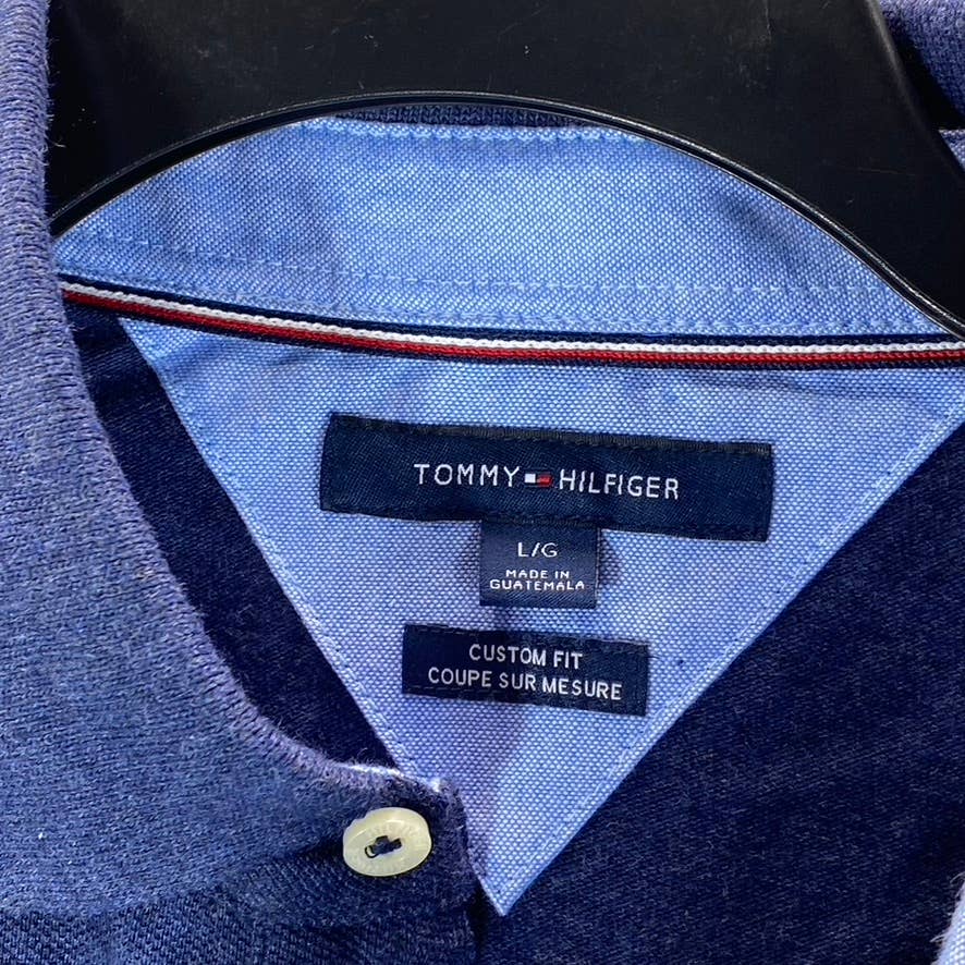 TOMMY HILFIGER Men's Navy Custom-Fit Two-Button Polo Shirt SZ L
